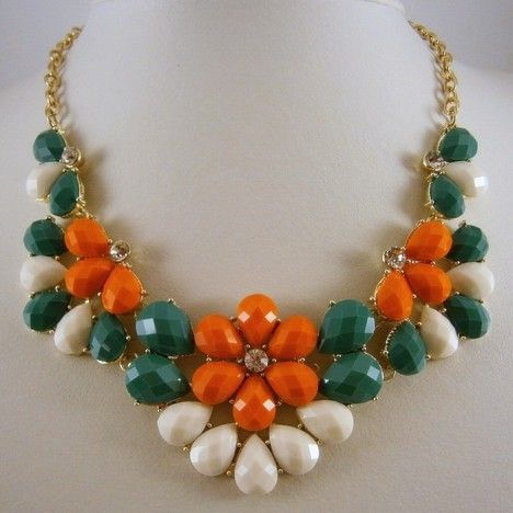 Maxi colar marbella laranja    (Por encomenda)
